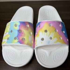 Crocs CROCS Classic White Tie Dye Sandal Slides Women’s 11 Men’s 9